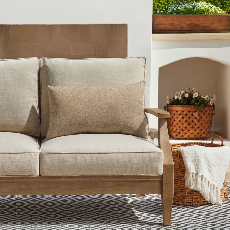  Housse et insert de coussin décoratif en polyester, Brun clair, H 16 po x l 26 po