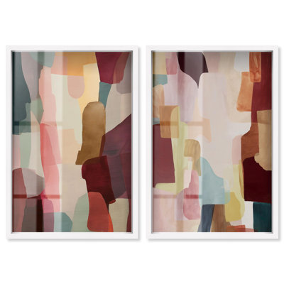 «Clay Fields», ensemble d'œuvres d'art abstraites roses par Art Remedy, cadre noir, 10 x 15