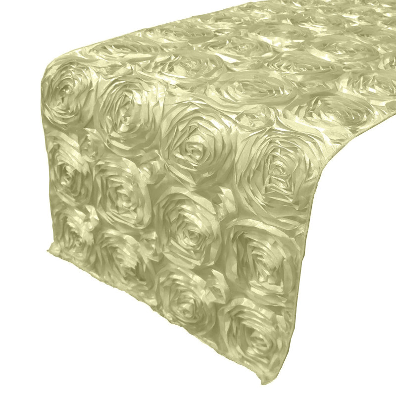 Floral Table Runner, 12" W x 120" L, Ivory
