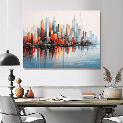 Coucher de soleil rouge au-dessus de la rivière Hudson, art mural de New York