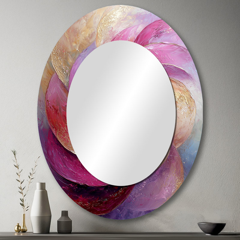 Abstrait Lavande Tranquility Balance IV - Miroir mural moderne ovale, 43 po x 33 po