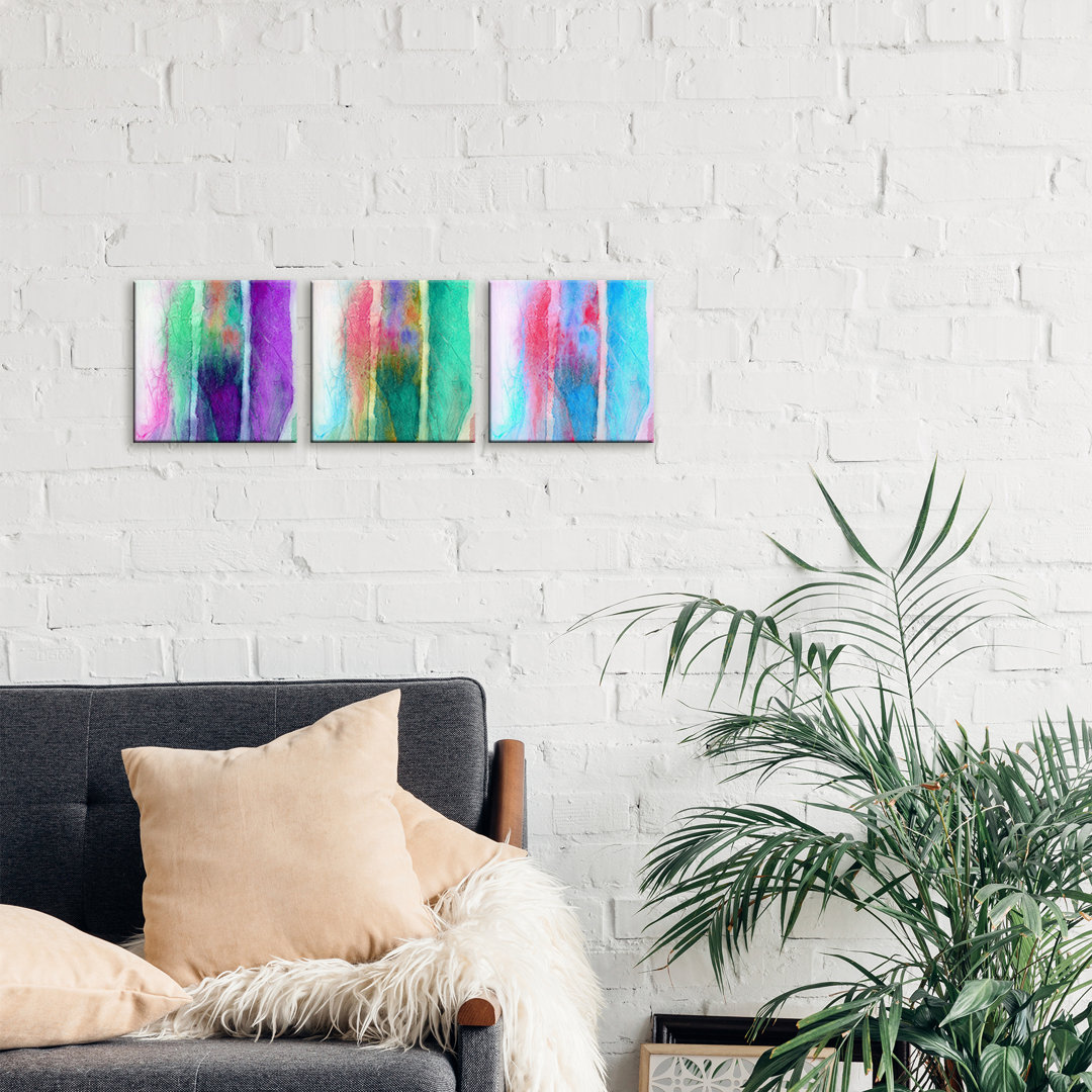 'Skein Triptych' 3 Piece Painting Set on Wrapped Canvas