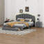 Grand lit plateforme tapissier avec table de chevet en molleton Abinayan Teddy-816606647