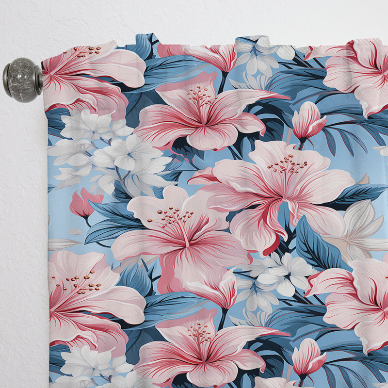 Motif tropical Tranquil Flora - rideau tropical - obscurcissant velours - 1 panneau, L 52 po x L 120 po