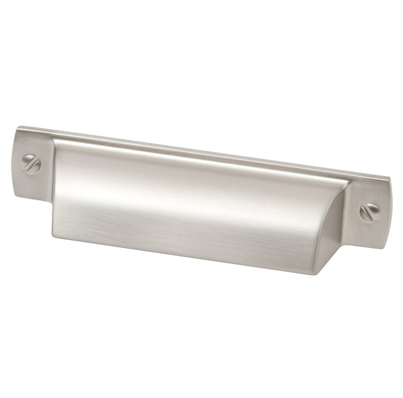 Lancaster 3" Center to Center Satin Nickel Cup/Bin Pull, Satin Nickel