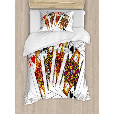 Queens Poker Set Faces Hearts and Spades Gambling Theme Symbols Playing Cards Duvet Cover Set -  Ambesonne, nev_33593_twin