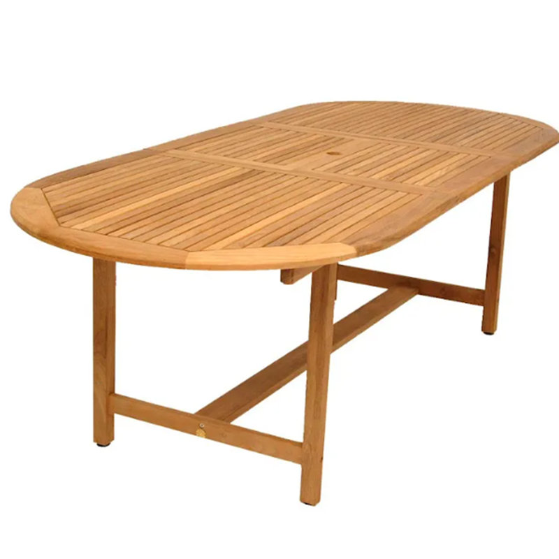 Rafael Oval Teak Extendable Outdoor Dining Table With Umbrella Hole , 71'' in. W 39'' in. D