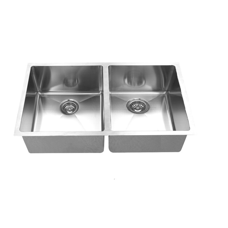 Évier de cuisine en acier inoxydable à double cuve encastrable L 34 po x l 18 po