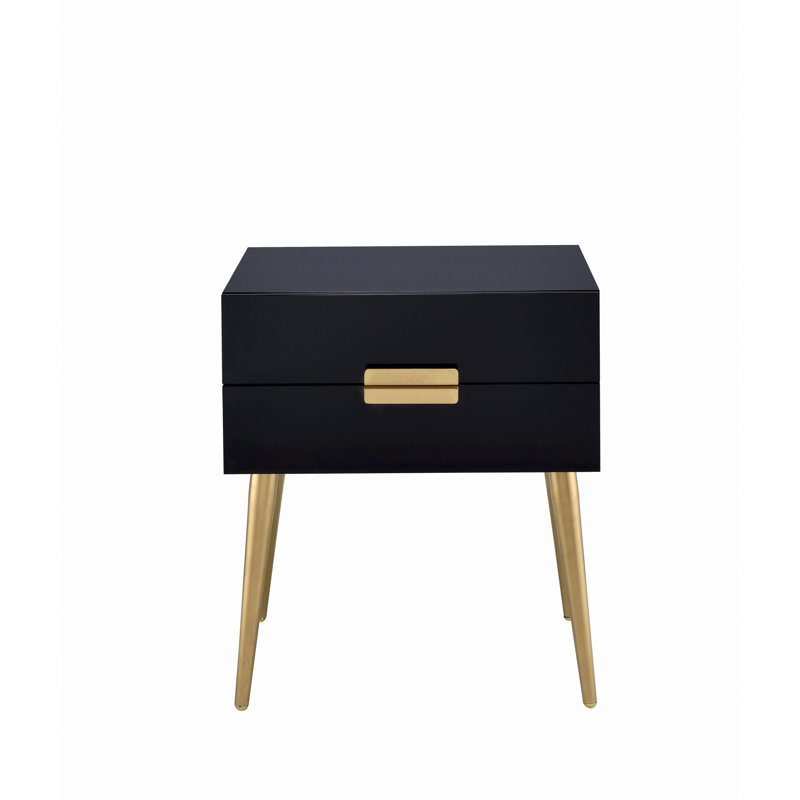 Table de bout rectangulaire, table de chevet avec 2 tiroirs
