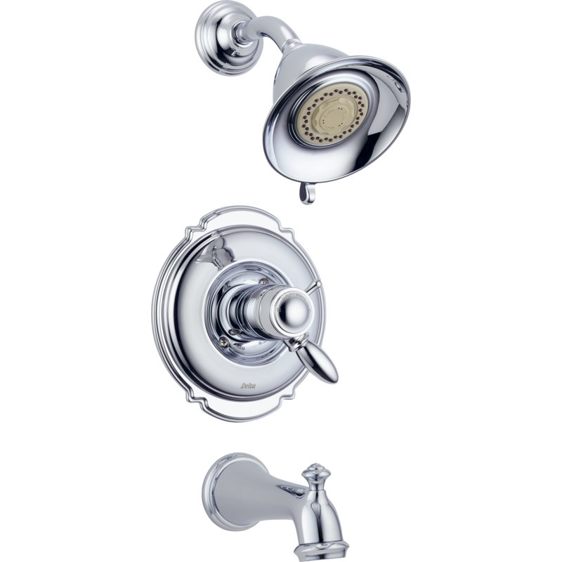 Robinet de baignoire et douche à inverseur Victorian avec poignées levier et TempAssure, Chrome