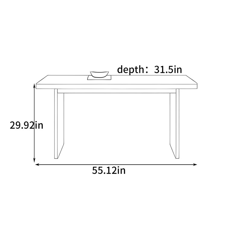 Modern rectangular dining table, 29.92" H x 55.12" W x 31.5" D