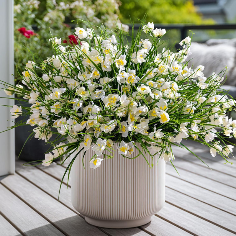 15 faisceaux de fleurs artificielles de fausses fleurs de magnolia résistantes aux rayons UV et à la décoloration, Blanc