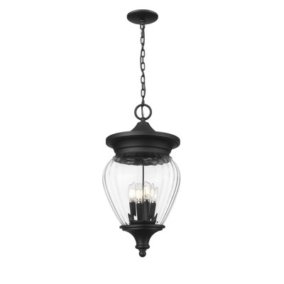 Jessiqua 4 Light Outdoor Chain Mount Ceiling Fixture in Black