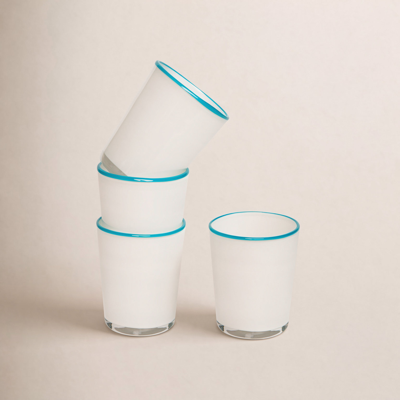 Sarya Drinking Glass, 15 oz., White/Blue