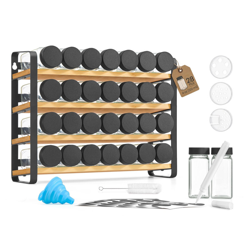 Spice Jar & Rack Set, 26 cm H x 35 cm W x 9 cm D