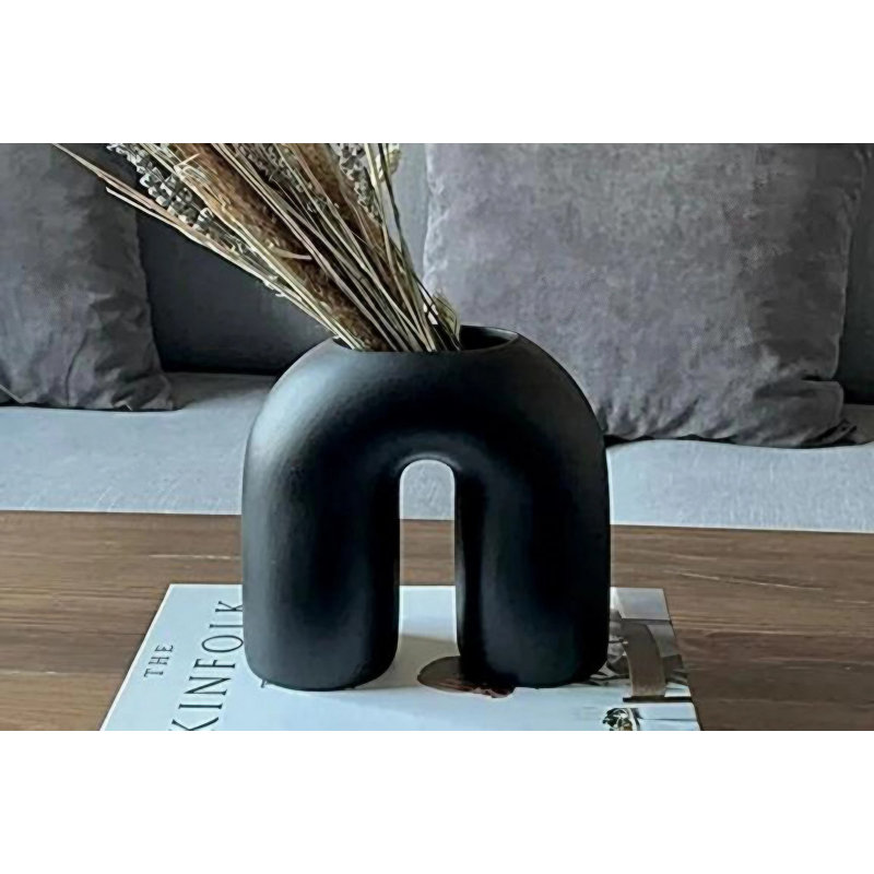 Corprew Ceramic Table Vase, 22cm H x 19cm W x 20cm D, Black