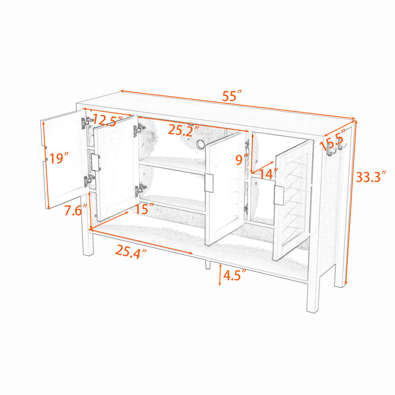 Armoire de rangement avec finition de qualité supérieure et pieds surélevés stables, Noir
