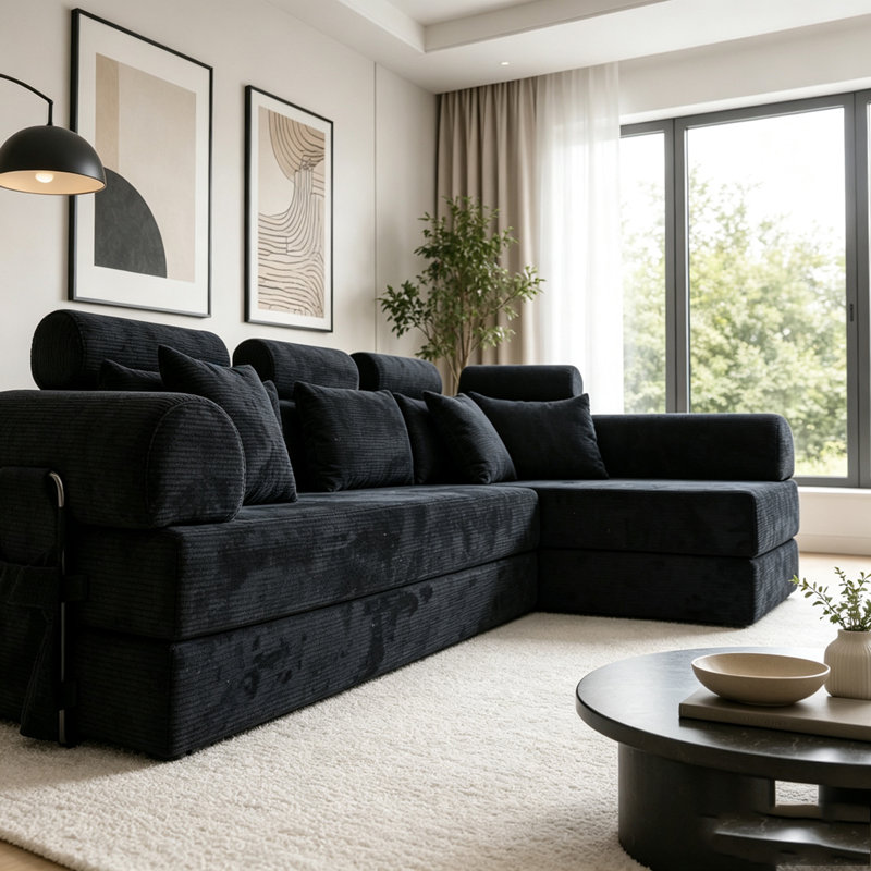 Canapé modulaire en L, Black