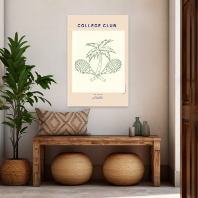 Malibu Tennis Vibes Classic Retro Vintage Palm Tree Coastal Summer Wall Art Print