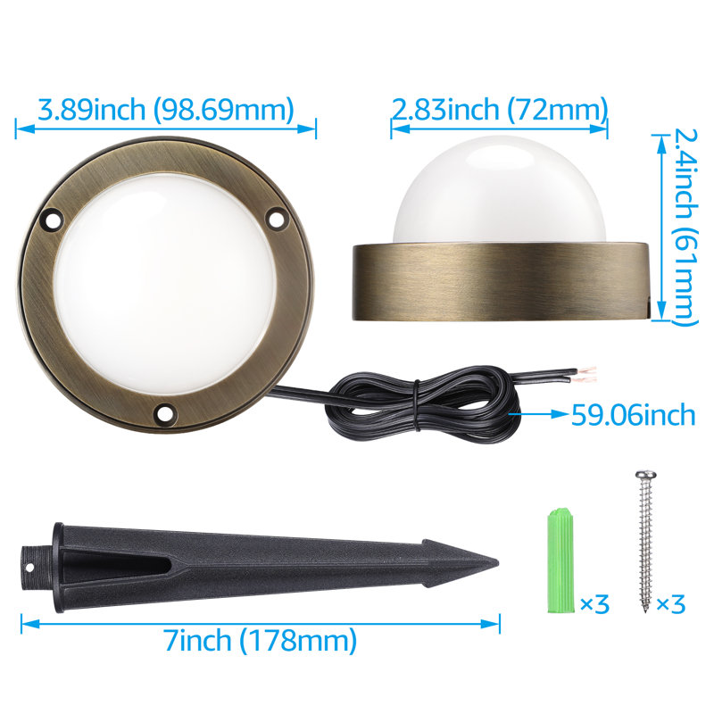 Éclairage paysager à DEL Luna, lumières de chemin à basse tension 12-24V AC / DC, 4,5 W, 360LM, 2-en-1, 2700K blanc doux