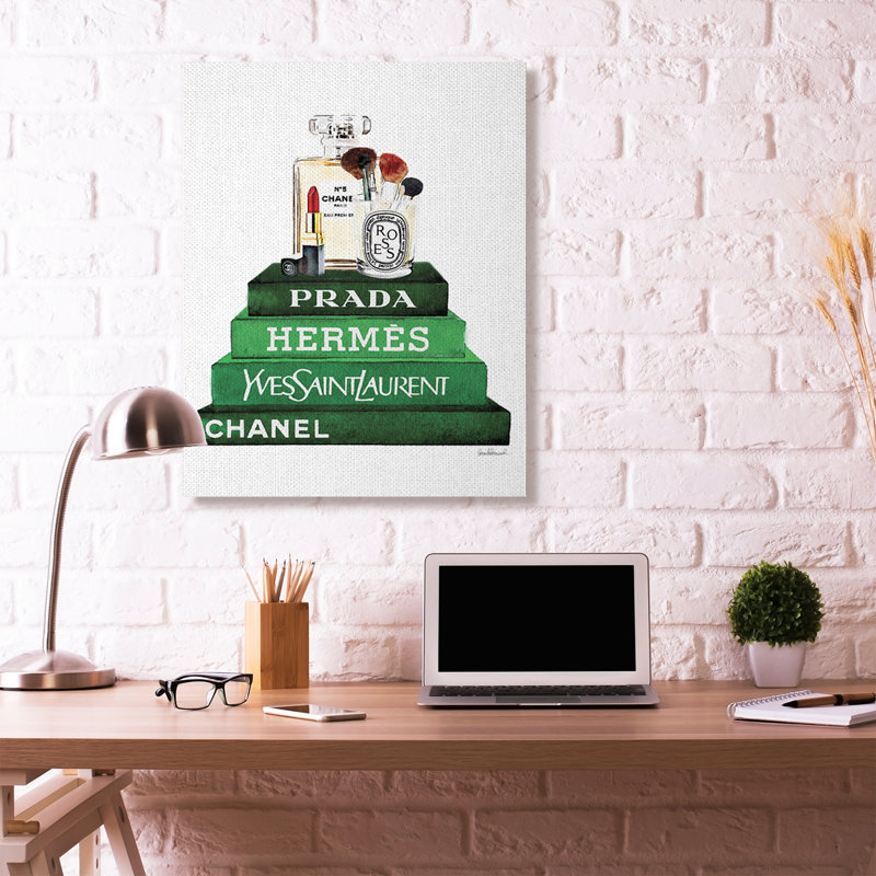 «Fashion Designer Makook Bookstack Green», impression, Toile tendue, H 48 po x l 36 po