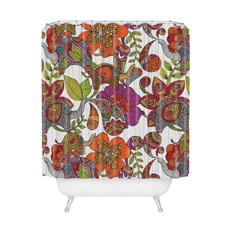 Rideau de douche simple Adilene + crochets
