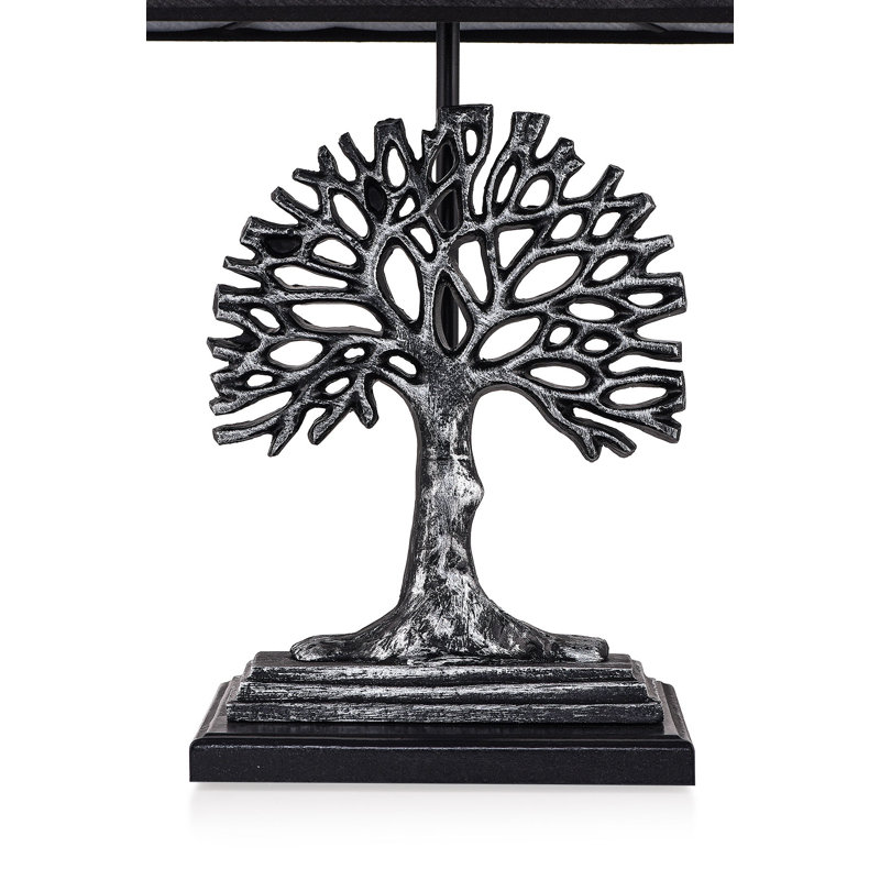 Lampe de table en métal Adrain, Argent / noir, Noir