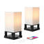 Maxwell 14 in. Mid-Century Modern LED Bedside Table Lamp with Fabric Square Shade (Set of 2)-104311727-104311730