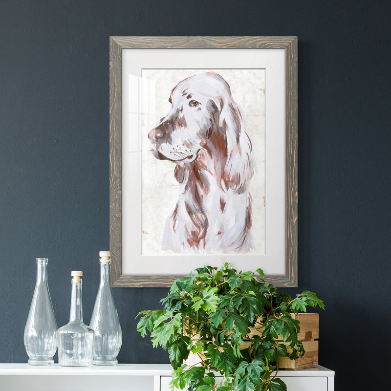Sitting Dog III Premium encadré mat - prêt à être suspendu, Cadre gris, H 20 po x l 17 po x P 1 po