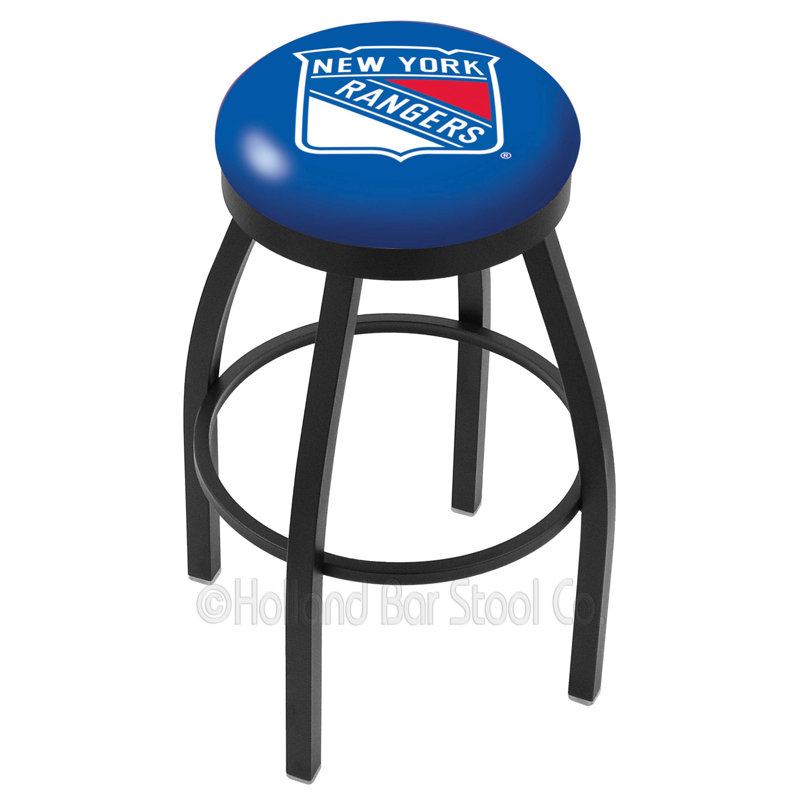 NHL 30" Swivel Bar Stool with Cushion, Ride noire, Ride noire, New York Rangers