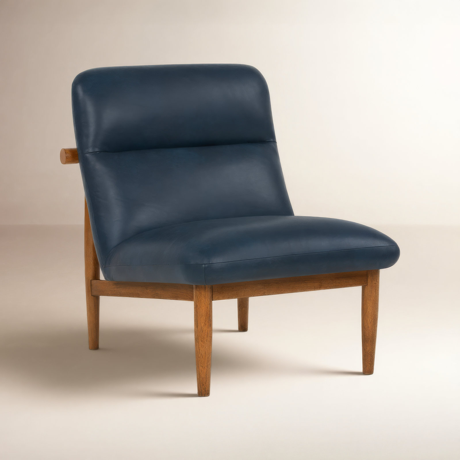 Genuine Leather Accent Chair, Oxford Blue