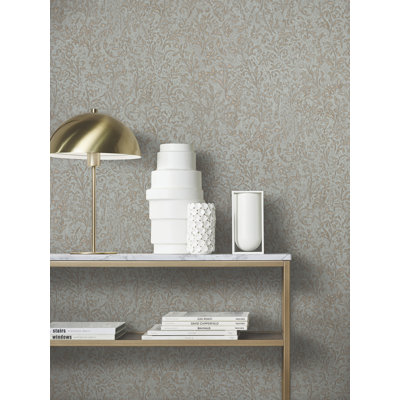 Sculpted Floral Gold Relief Wallpaper