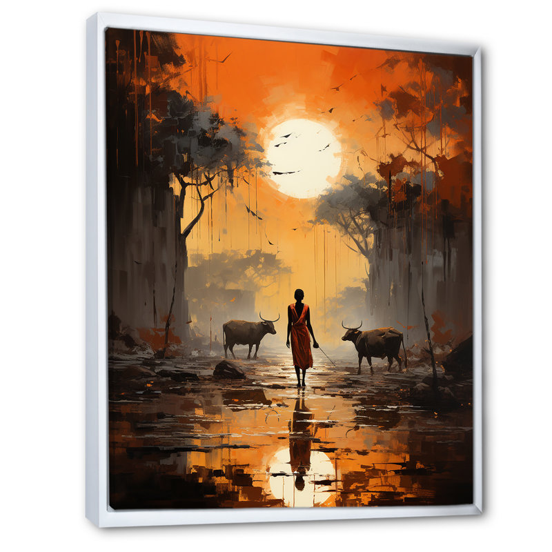 Art africain africain Dinka, H 20 po x l 12 po x P 1 po, Cadre flottant blanc