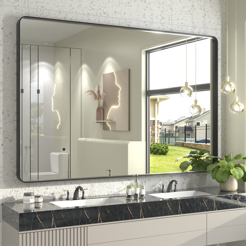 Miroir mural Aevar, Noir mat, 60 po x 40 po