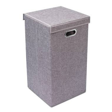 Geo Round Canvas Collapsible Laundry Hamper with Handles, Grey