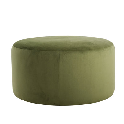 Olive Green Velvet Round Ottoman Footstool | Gift Idea