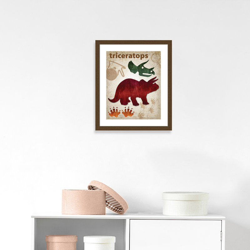 Adhésif décoratif dinosaures-04 ', H 26,5 po x l 22,5 po x P 0,625 po, Cadre plat noyer