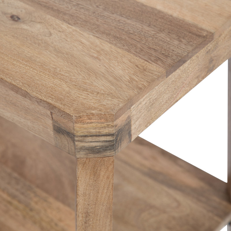 Table d'appoint en bois massif avec rangement Ardentown, Naturel
