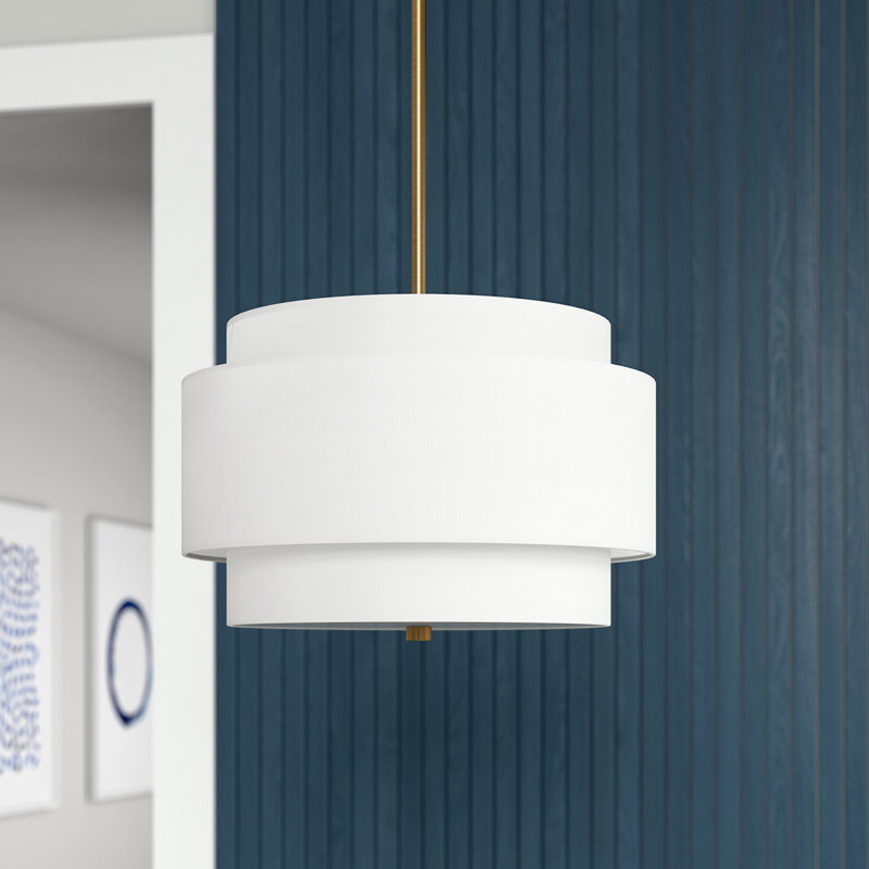 Solomon 2 - Light Drum Pendant, White, Brass