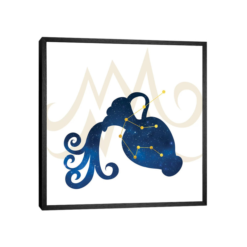 Stars of Aquarius 1 Piece Wall Art on Canvas, 66.04 cm H x 66.04 cm W, Black Framed