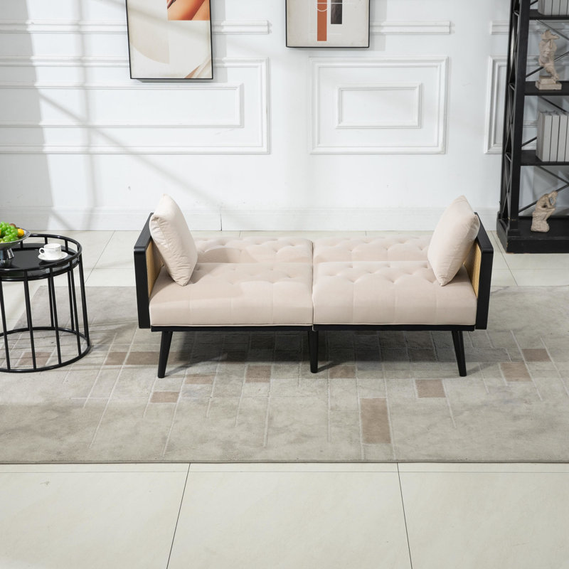 Causeuse rembourrée Arman, Velours beige