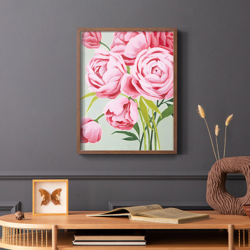 This Year's Peony I, reproduction encadrée - bois massif, Brun, H 10 po x l 8 po