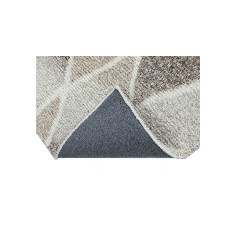 Wool Abstract Area Rug in Gray/White/Brown, Rectangle 12' x 15'