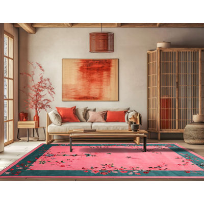 Tapis de style oriental touffeté à la main rose