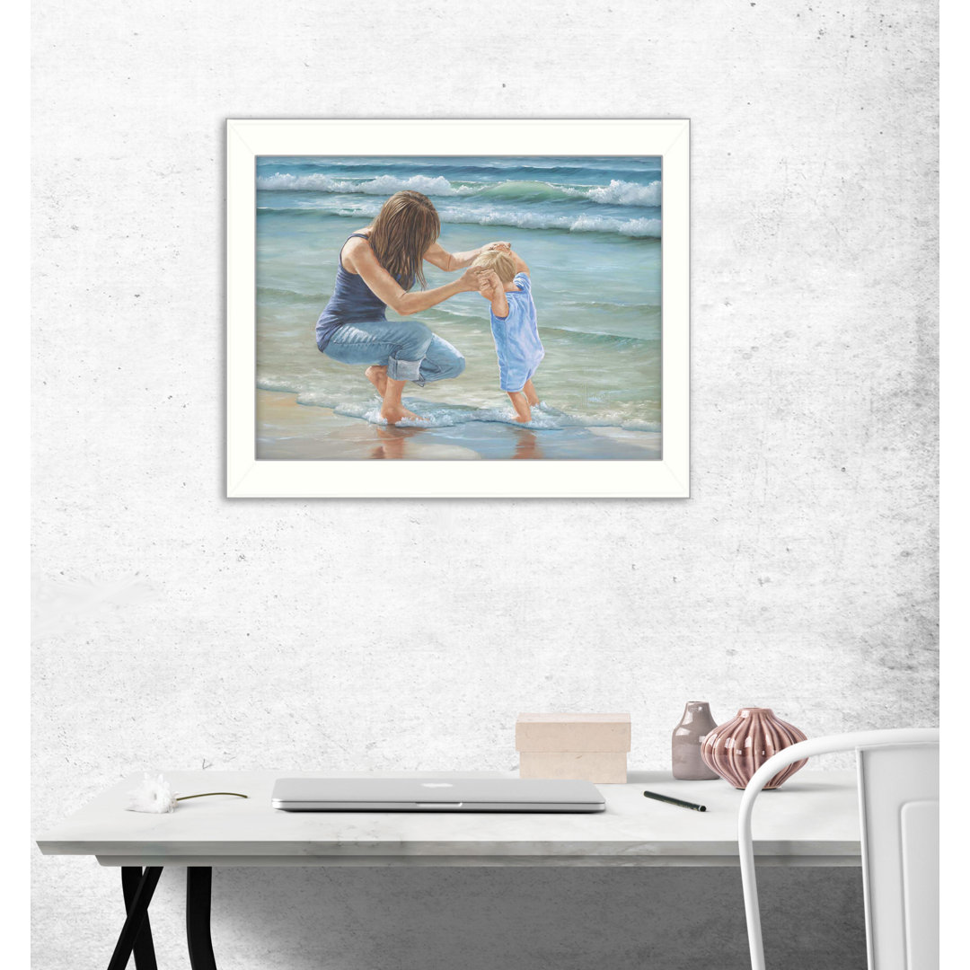 Playing in the Water Framed Wall Art for Living Room, Home Wall Decor Print by Georgia Janisse Trendy Decor 4U