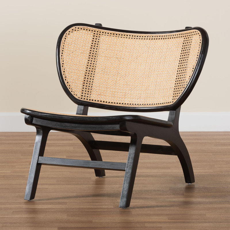 Brisbane Boho Black 15.7"H Rattan Accent Chair