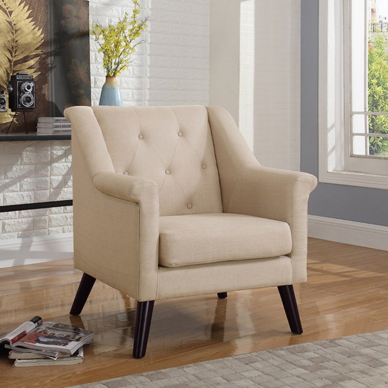 Fauteuil en lin capitonné l 31 po Benard, Beige