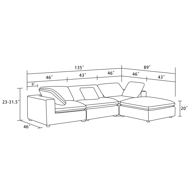 Castanedo Upholstered L-Shaped Sectional Reversible
