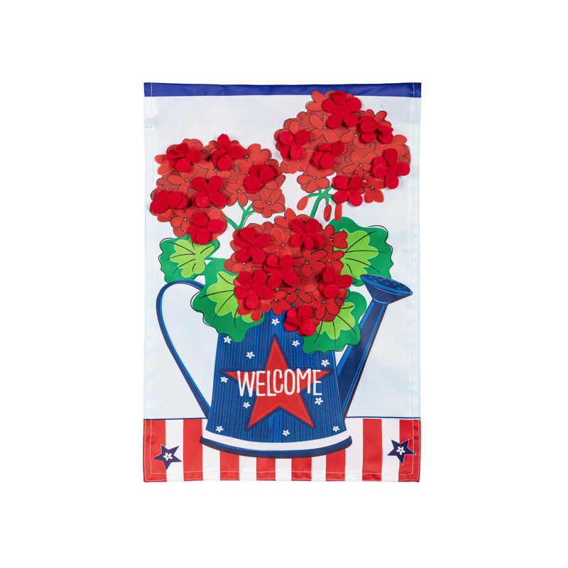 Drapeau de jardin patriotique à géraniums