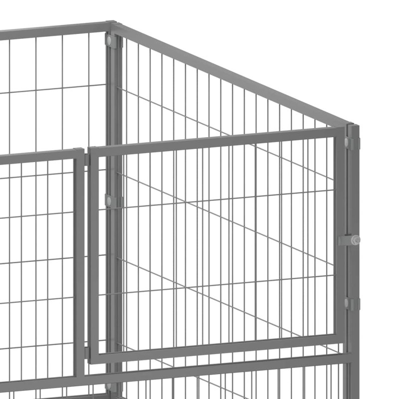 VidaXL Outdoor Dog Kennel Large Dog Crate Dog Cage Exercise Playpen Steel